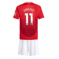 Camisa de Futebol Manchester United Joshua Zirkzee #11 Equipamento Principal Infantil 2024-25 Manga Curta (+ Calças curtas)